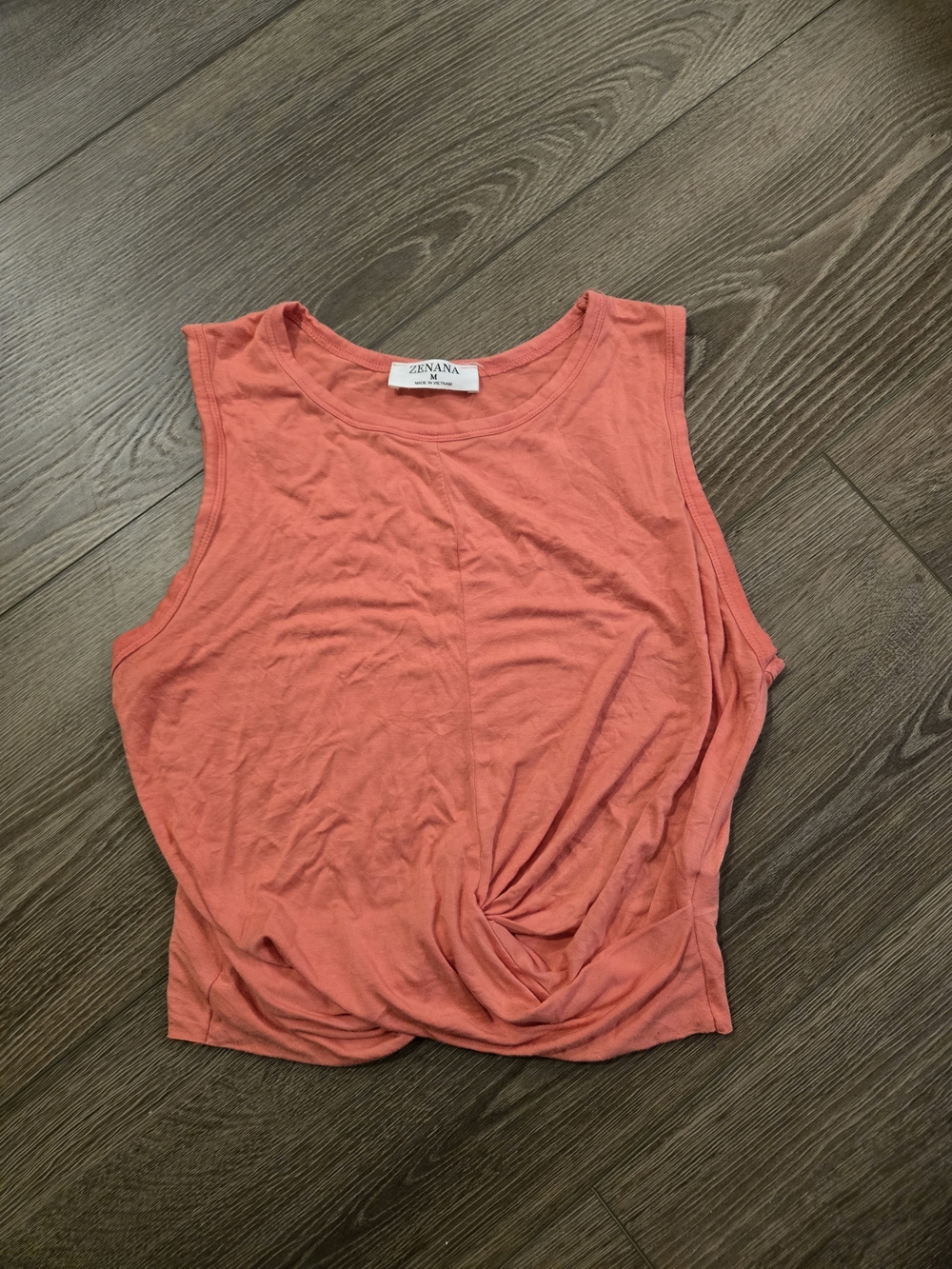 Zenana Outfitters Coral Twist-Front Sleeveless Tank
